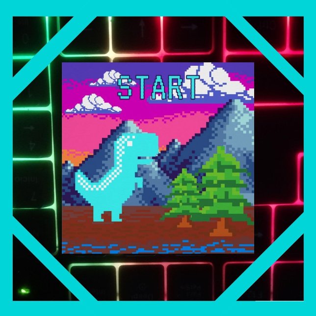 Póster Funny Pixel Gamer Pixelated- Dinosaur Illustration (Funny Pixel Gamer Pixelated- Dinosaur Illustration Two Page The Zazzle Perfect Poster Glossy Finish)