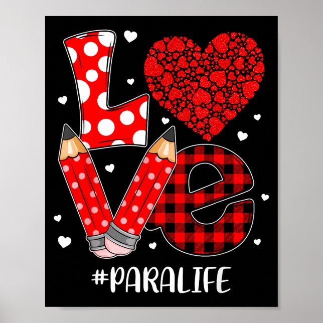 Póster Funny Plaid Heart Love Para Life Valentine Day Chr (Frente)