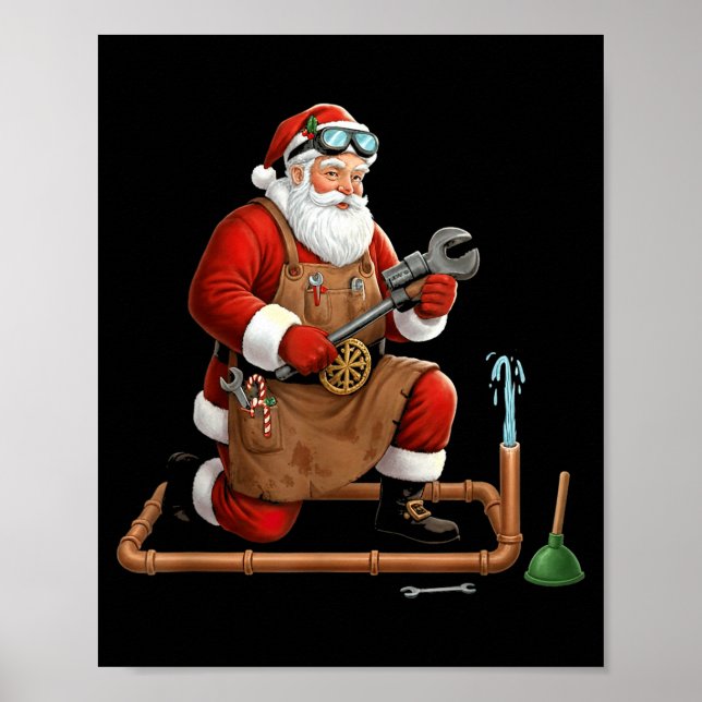 Póster Funny Plumber Santa Christmas Graphic  (Frente)