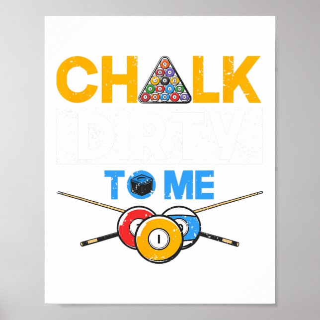 Póster Funny Pool Player 8 ball Billard Lover Chalk Dirty (Frente)