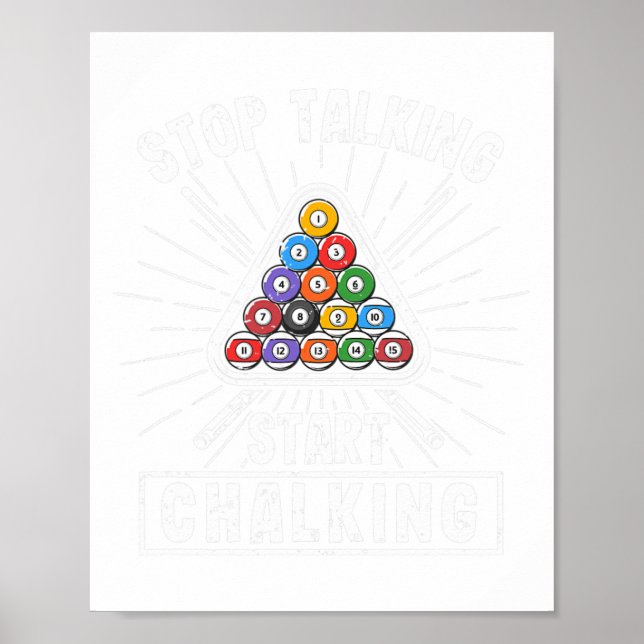 Póster Funny Pool Player Cita Billiard Stop Talking Star (Frente)