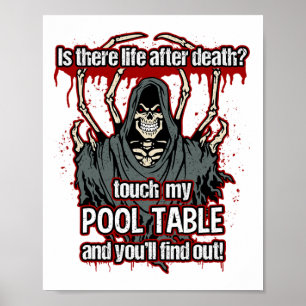 Póster Funny Pool Player Grim Reaper