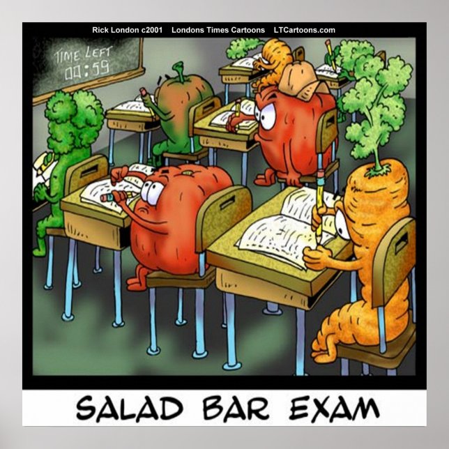 Póster Funny Poster de examen de bar de ensaladas (Frente)