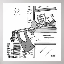 Póster Funny Poster de músico de trombón