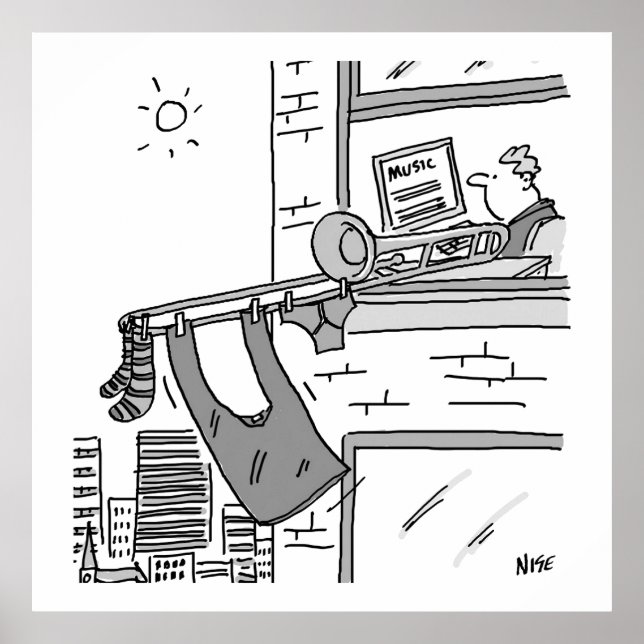 Póster Funny Poster de músico de trombón (Frente)