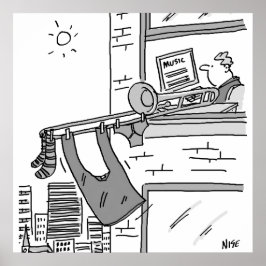 Póster Funny Poster de músico de trombón