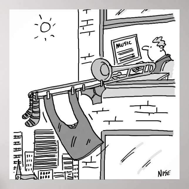 Póster Funny Poster de músico de trombón (Frente)