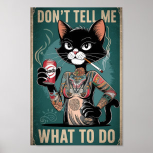 Póster Funny Poster del tatuaje del gato negro - No me di