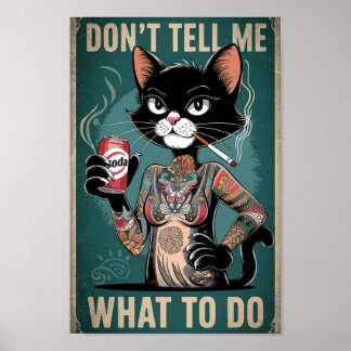 Póster Funny Poster del tatuaje del gato negro - No me di