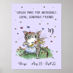 Póster Funny poster Virgo Zodiac Cat Star poster de signo