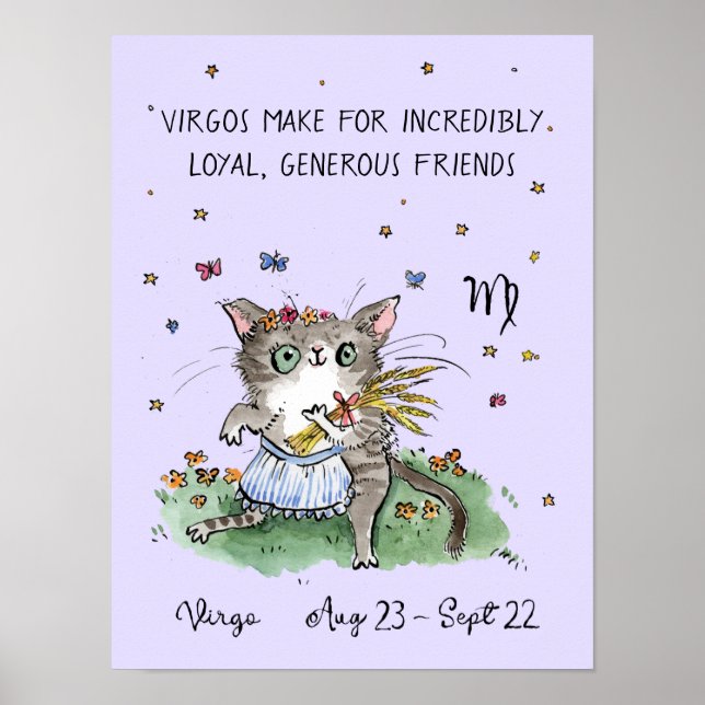 Póster Funny poster Virgo Zodiac Cat Star poster de signo (Frente)