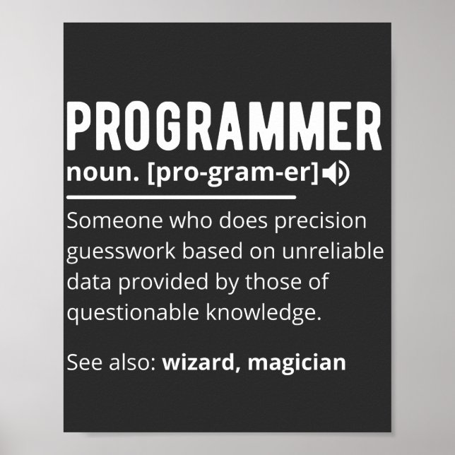 Póster Funny Programmer Code Developer Meaning Definition (Frente)