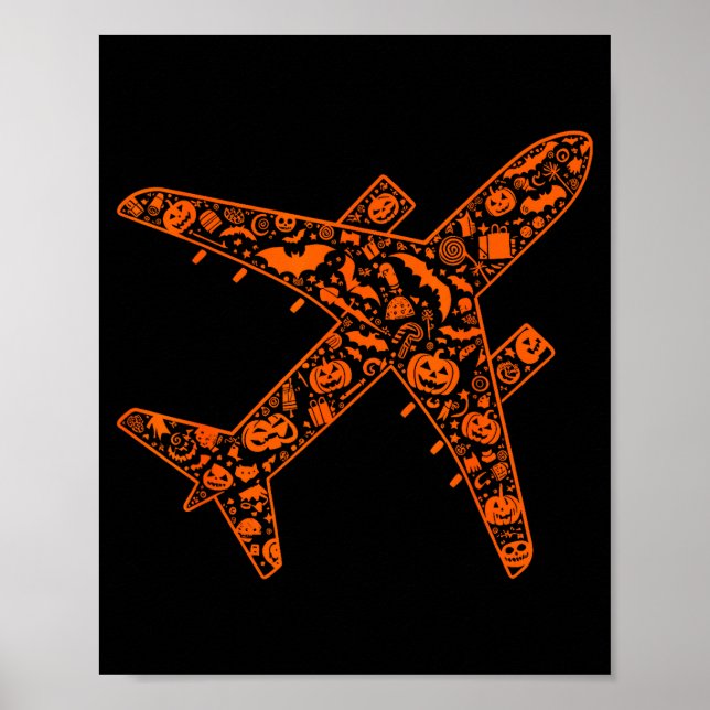 Póster Funny Pumpkin Airplane Candy Halloween Mens Womens (Frente)