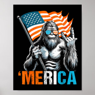 Póster Funny Punk Rock Sasquatch Bigfoot Uu Bandera Meric