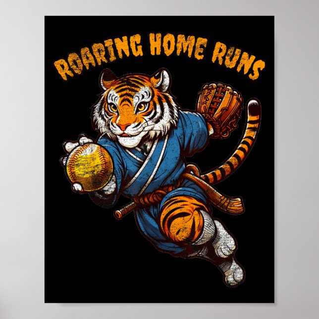 Póster Funny Quote Roaring Home Run Ball Retro Tiger Love (Frente)