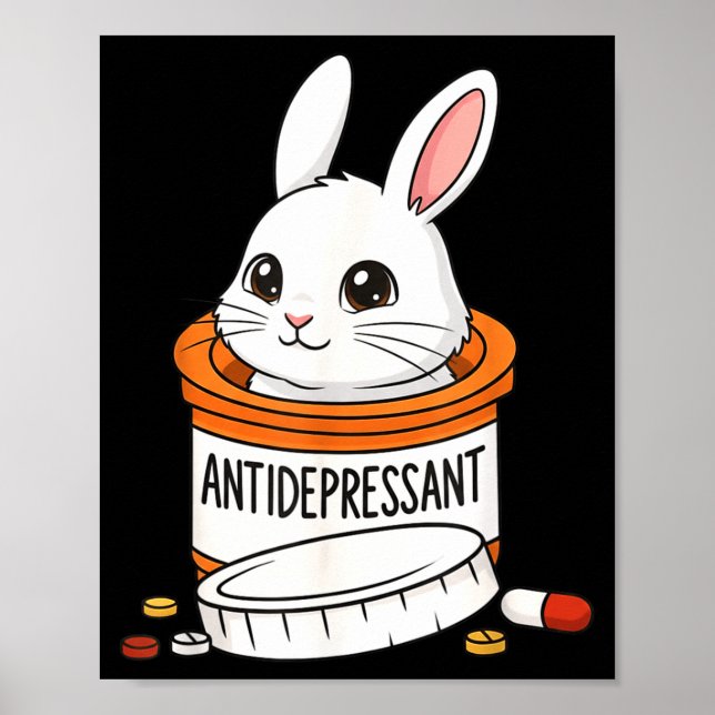 Póster Funny Rabbit Bunny Anti Depressant Zoo Boys Girls  (Frente)