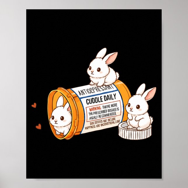 Póster Funny Rabbit Bunny Anti Depressant Zoo Boys Girls  (Frente)