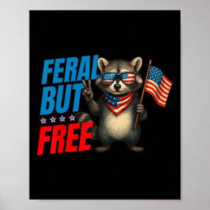 Póster Funny Raccoon 1776 4 de julio Día de la Independen