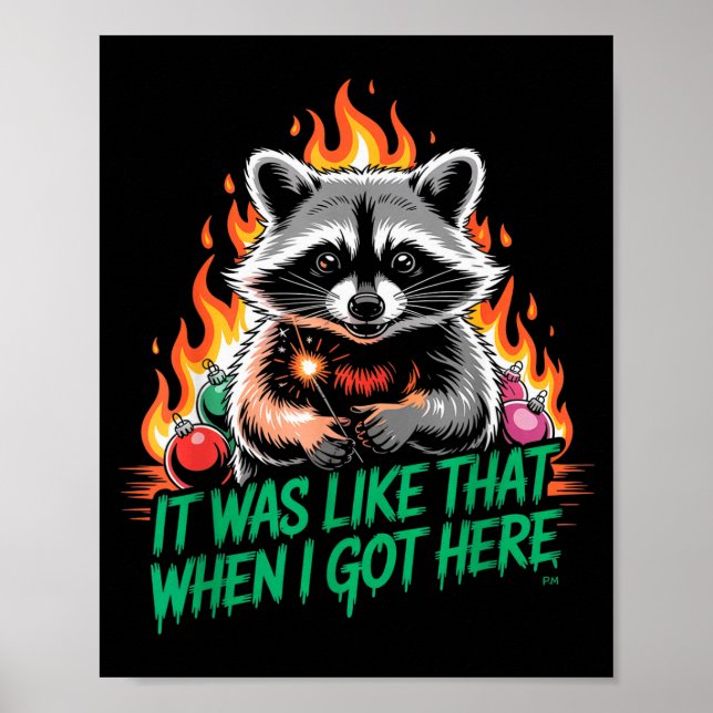 Póster Funny Raccoon Christmas Trash Panda Xmas  (Frente)