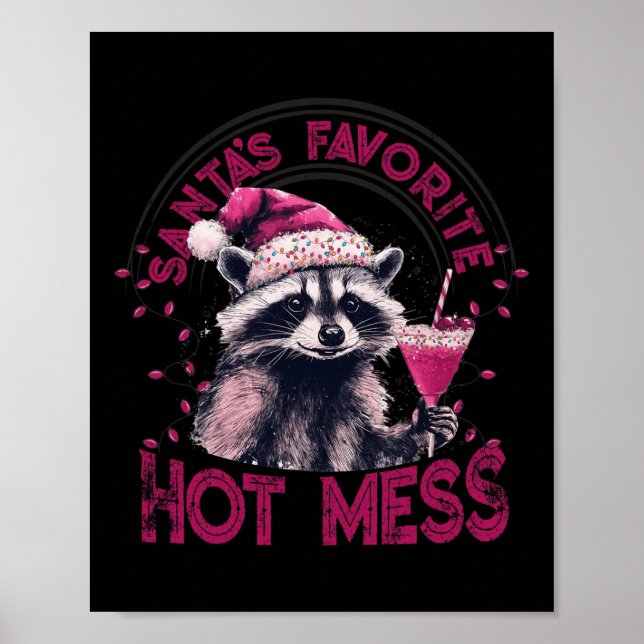 Póster Funny Raccoon, el Navidad favorito de Santa Mess (Frente)