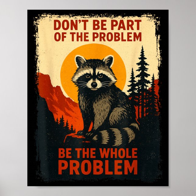 Póster Funny Raccoon Nature Wildlife Outdoor Graphic Sarc (Frente)