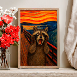 Póster Funny Raccoon Scream Inspired Poster