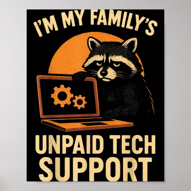 Póster Funny Raccoon Tech Lover Graphic Tee Computer Geek (Frente)