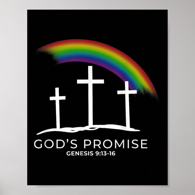 Póster Funny Rainbow Christ Cross - Christian Quote God's (Frente)
