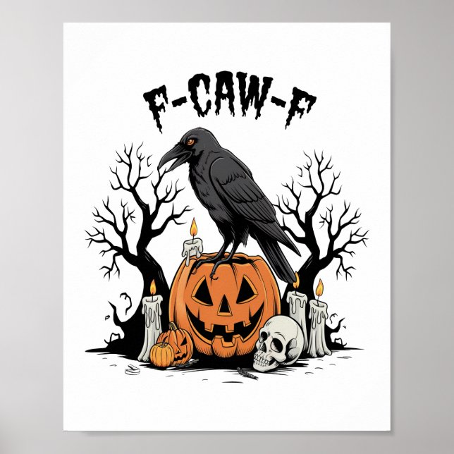 Póster Funny Raven, F-Caw-F, Skull Raven, Gothic Crow (Frente)