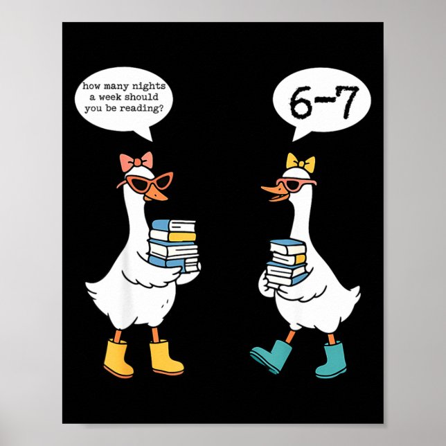 Póster Funny Reading 67 Six Seven Meme Goose Teacher Book (Frente)