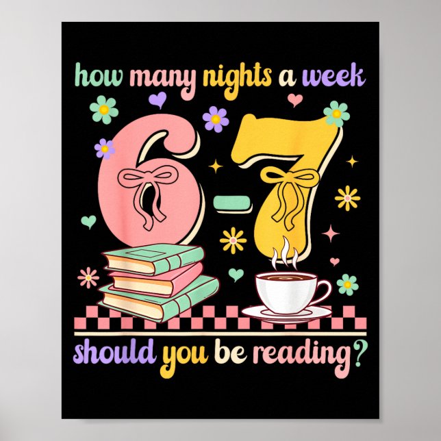 Póster Funny Reading 67 Teacher Six Seven Reading 6 7 Boo (Frente)