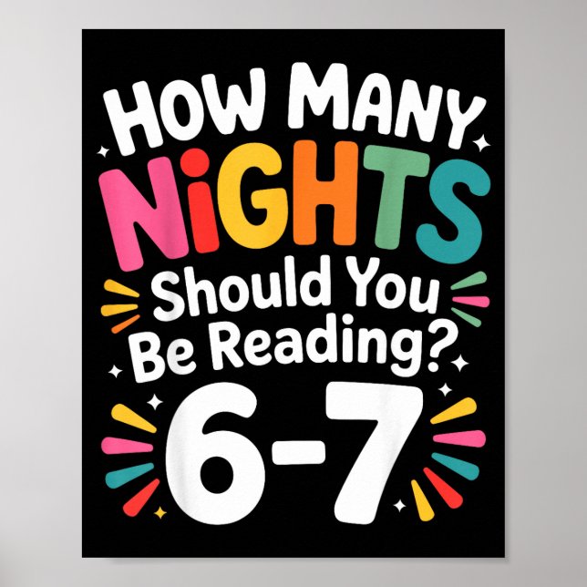 Póster Funny Reading 6 7 Six Seven Meme Englieacher Book  (Frente)