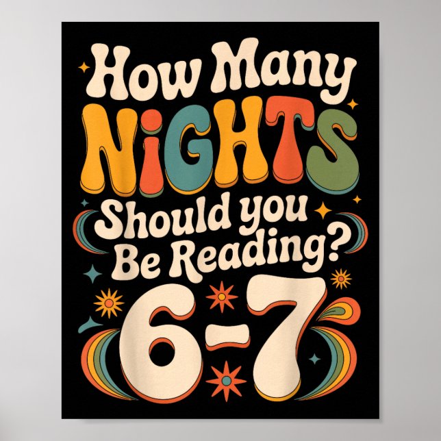 Póster Funny Reading 6 7 Six Seven Meme Englieacher Book  (Frente)