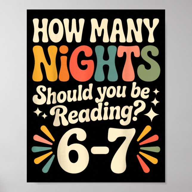 Póster Funny Reading 6 7 Six Seven Meme Englieacher Book  (Frente)