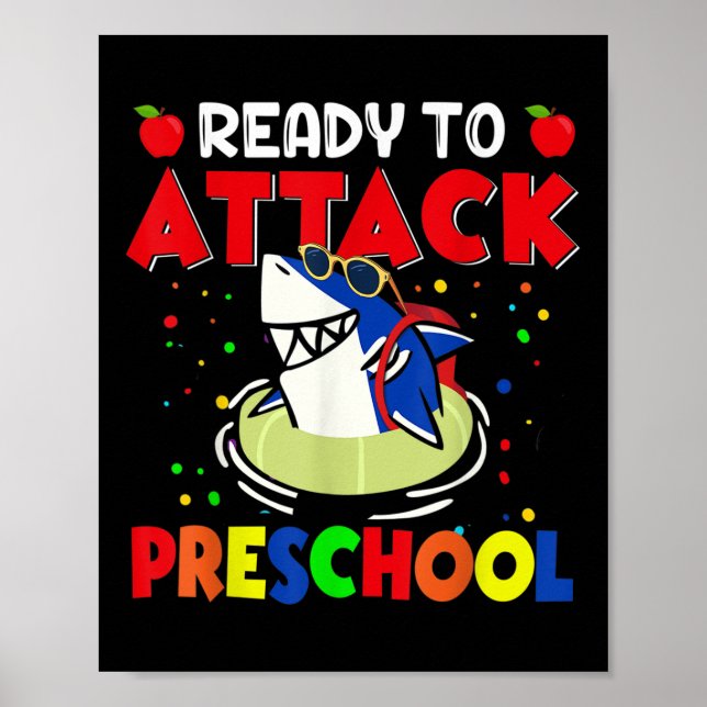 Póster Funny Ready To Attack Preschool Teacher Kids Back  (Frente)