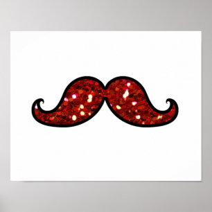 PÓSTER FUNNY RED MUSTACHE IMPRESO PURPURINA
