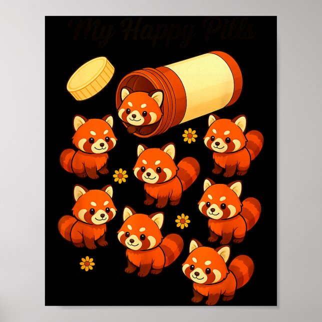 Póster Funny Red Panda My Happy Lls Animal Lover Boys Gir (Frente)