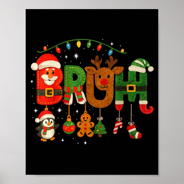 Póster Funny Red White And Bruh Boys Xmas Christmas Pajam (Frente)