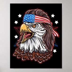 Póster Funny Redneck 80 patriótico Orgulloso mullet estad