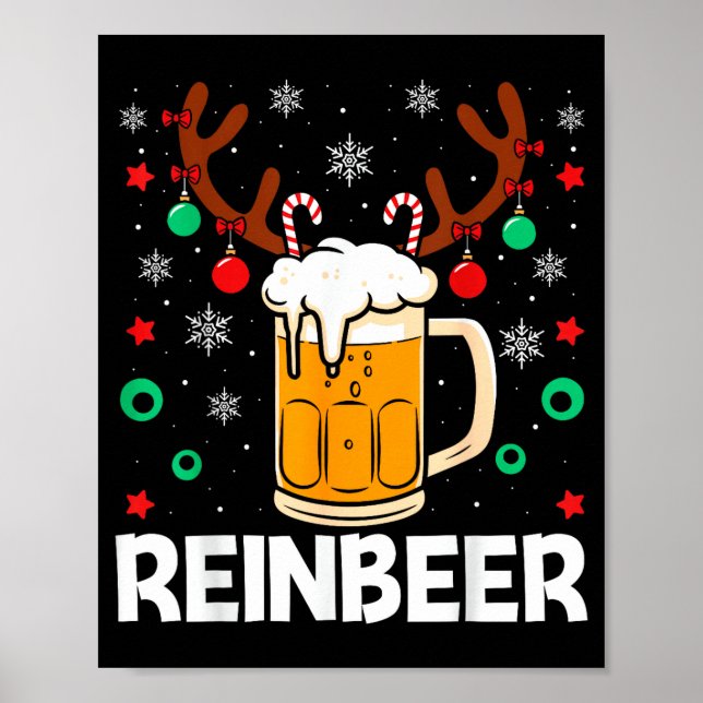 Póster Funny Reinbeer Winedeer Beer Wine Matching Couples (Frente)