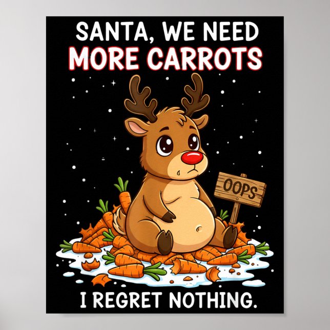 Póster Funny Reindeer Carrot Hoarder Christmas Design  (Frente)