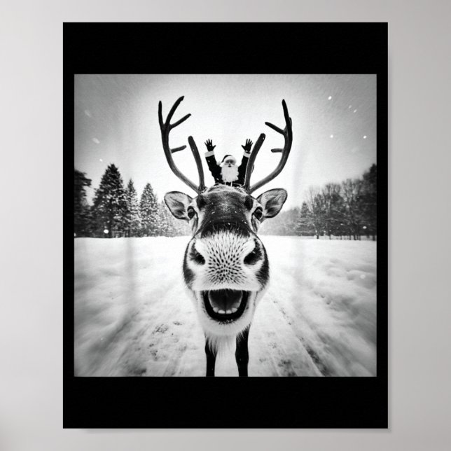 Póster Funny Reindeer Selfie Christmas Men Women Boys And (Frente)