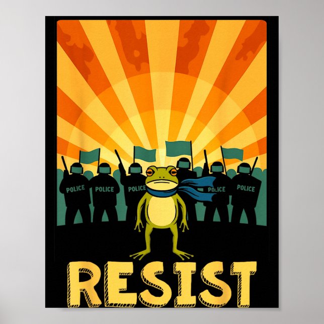 Póster Funny Resist Portland Frog Protest  (Frente)
