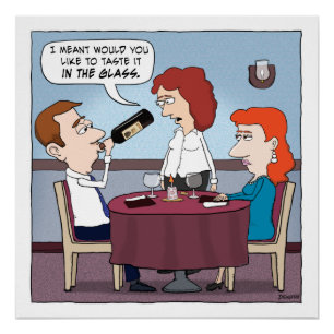 Póster Funny Restaurant Wine Chugger