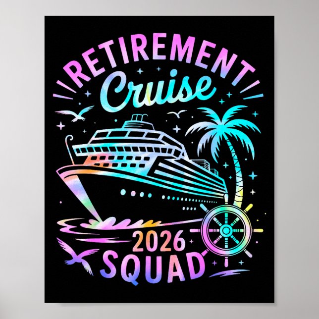 Póster Funny Retirement Cruise 2026 Squad Tie Dye Retired (Frente)