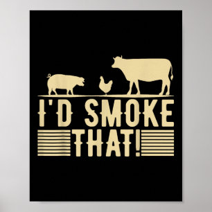 Póster Funny Retro Bbq Fiesta Fumador Chef papá regalo I 