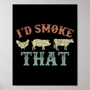 Póster Funny Retro Bbq Fiesta Fumador Chef papá regalo I