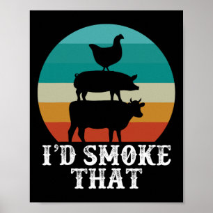 Póster Funny Retro Bbq Fiesta Fumador Chef papá regalo I 