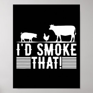 Póster Funny Retro Bbq Fiesta Fumador Chef papá regalo I