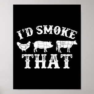 Póster Funny Retro Bbq Fiesta Fumador Chef papá regalo I
